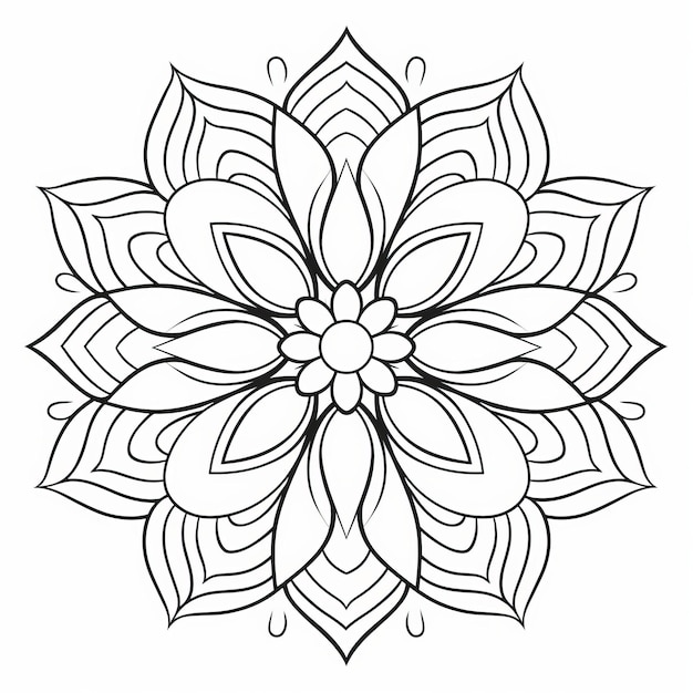 Komplizierte Blumen-Mandala-Malvorlagen, schlichtes Design zur Entspannung