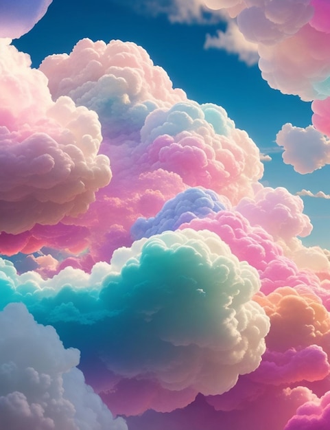 komplizierte Details Regenbogen Baumwoll-Süßigkeiten-Wolken