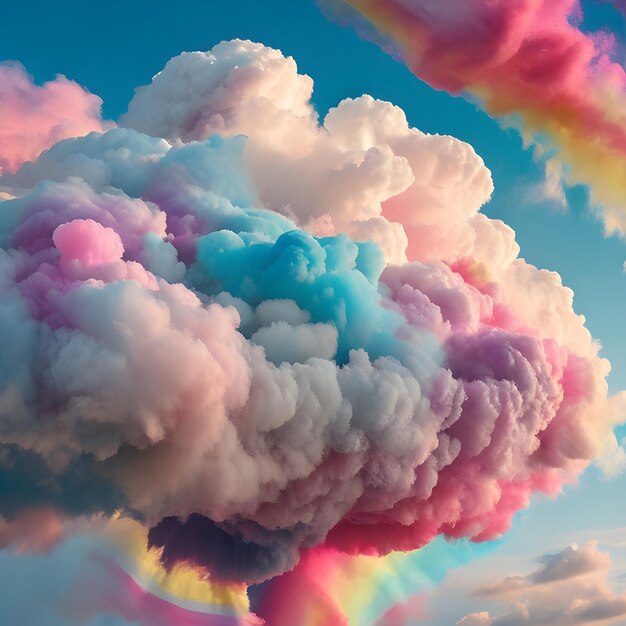 Foto komplizierte details regenbogen baumwollcandy-wolken