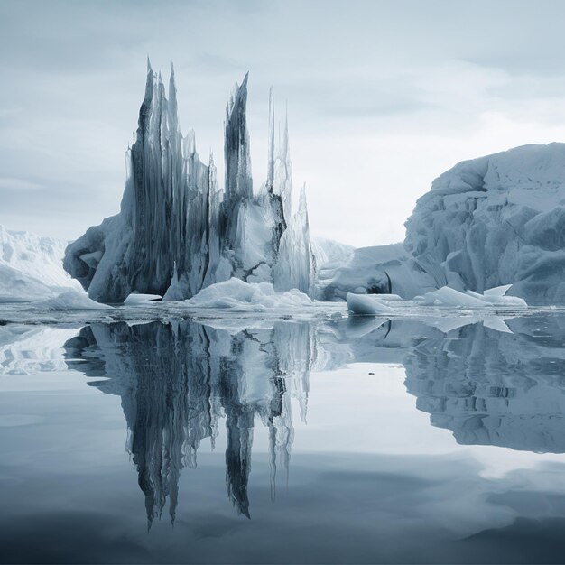 Foto komplizierte eisruinen minimalistische gefrorene schönheit