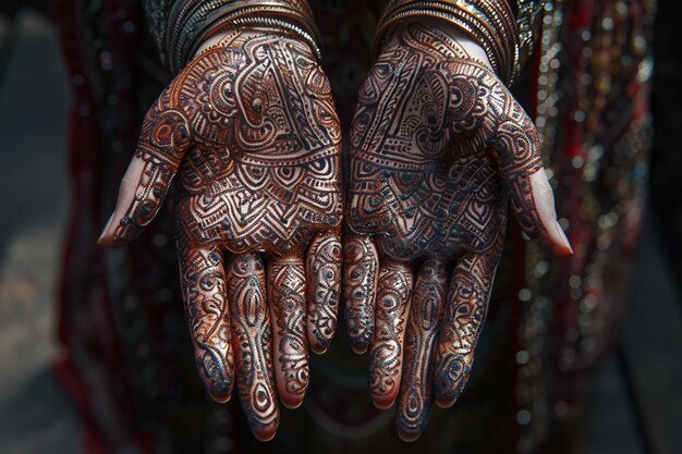 Foto komplizierte henna-designs auf händen