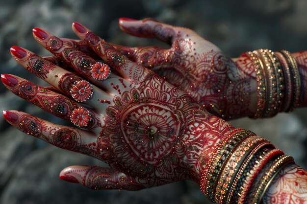 Foto komplizierte henna-designs schmücken hände und füße oc
