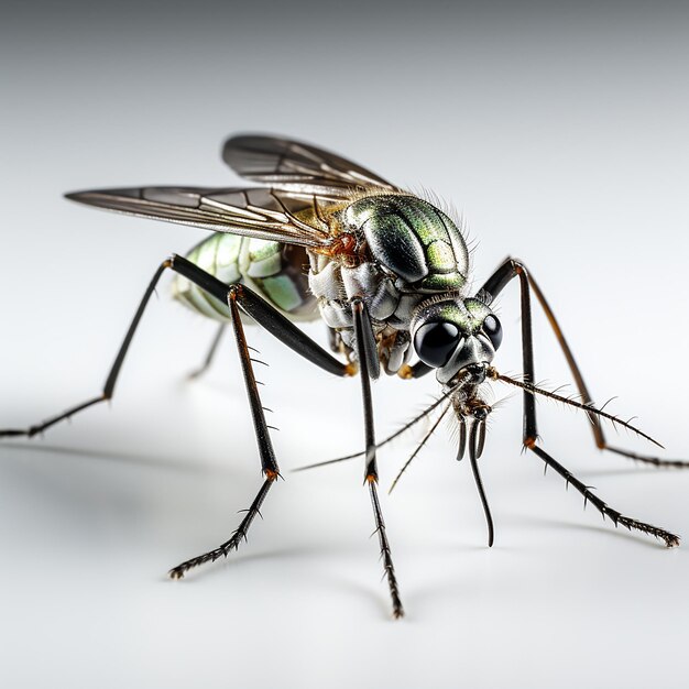 Komplizierte Intruder-Mücken-Close-Up auf Pure White