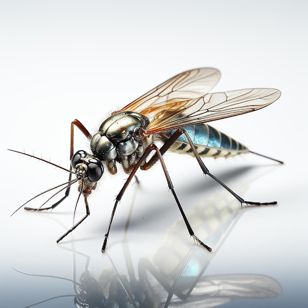 Komplizierte Intruder-Mücken-Close-Up auf Pure White
