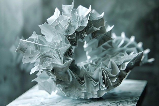 Foto komplizierte origami-skulpturen auf der ausstellung