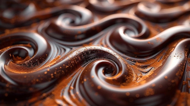 Foto komplizierte schokoladenwirbel bilden eine tapete