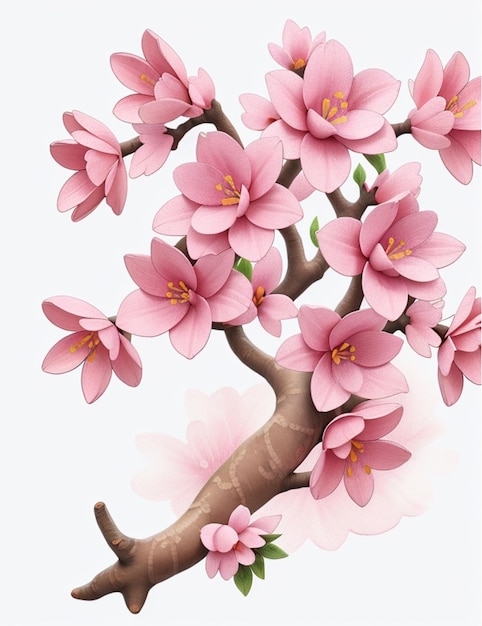 kompliziertes barockes Sakura-Blüten-Aquarell