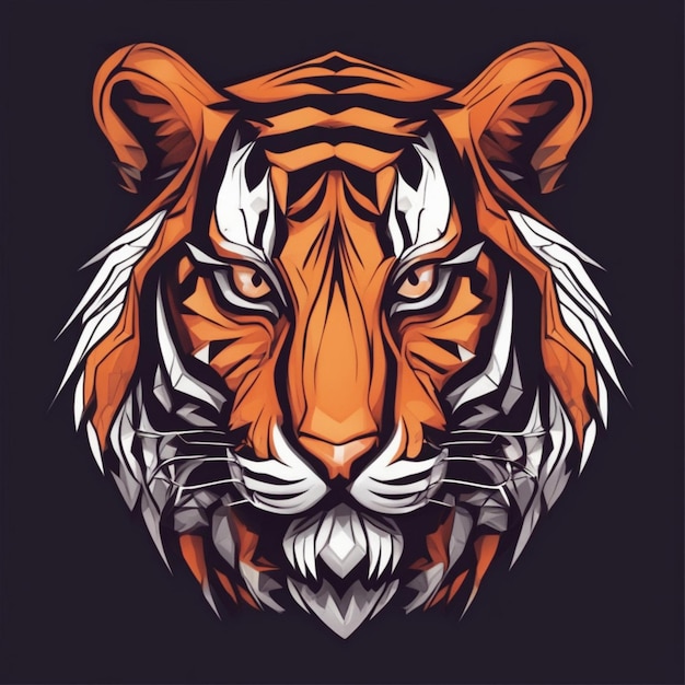 Kompliziertes fraktales Tiger-Logo. Einzigartige Mischung aus Kunst und Branding