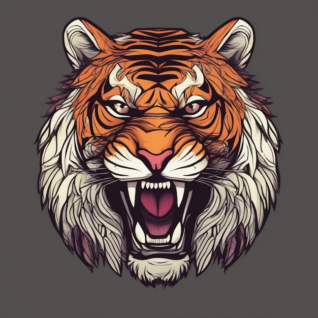 Kompliziertes fraktales Tiger-Logo. Einzigartige Mischung aus Kunst und Branding