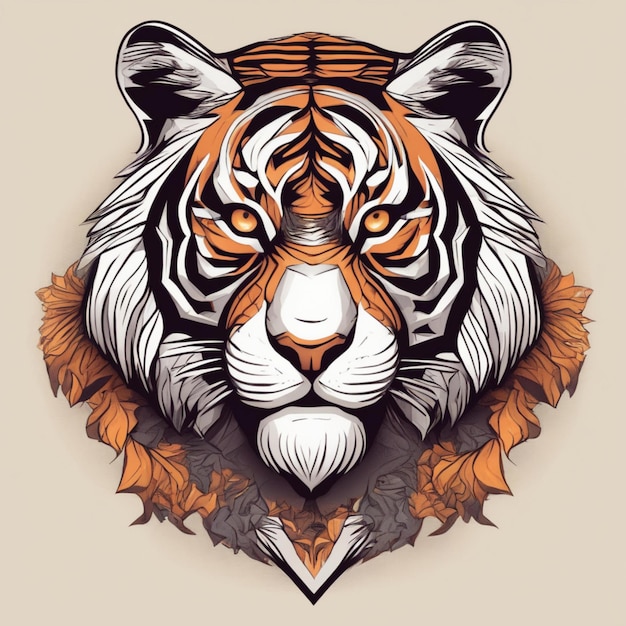 Kompliziertes fraktales Tiger-Logo. Einzigartige Mischung aus Kunst und Branding