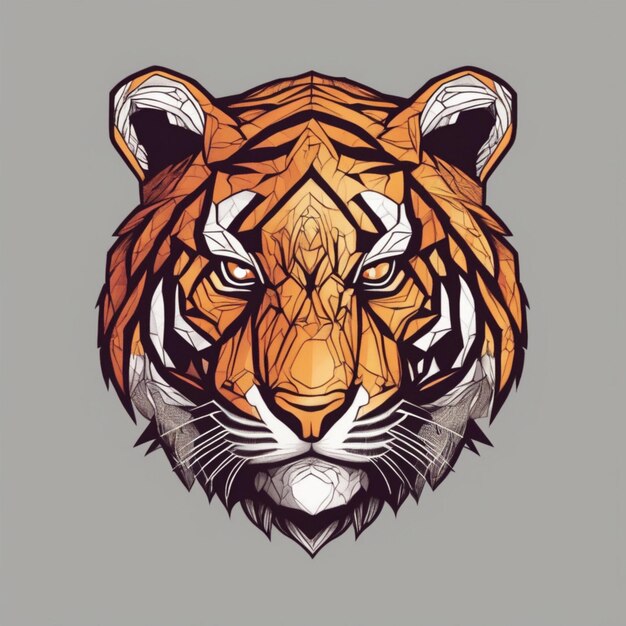 Kompliziertes fraktales Tiger-Logo. Einzigartige Mischung aus Kunst und Branding