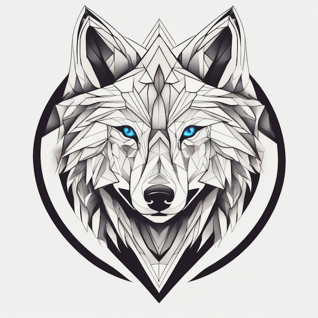 Kompliziertes fraktales Wolf-Logo. Einzigartige Mischung aus Kunst und Branding