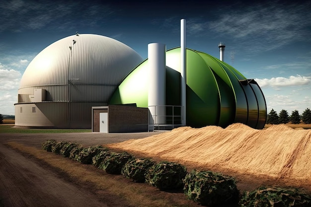 Kompostierungsanlage, die organische Abfälle in Biogas, eine erneuerbare Energiequelle, umwandelt