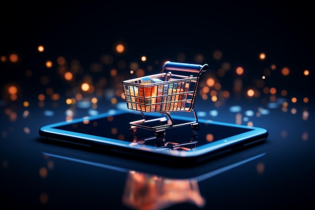 Konnektivität Handel Globales Konzept durch Smartphones Online-Shopping-Symbol dargestellt