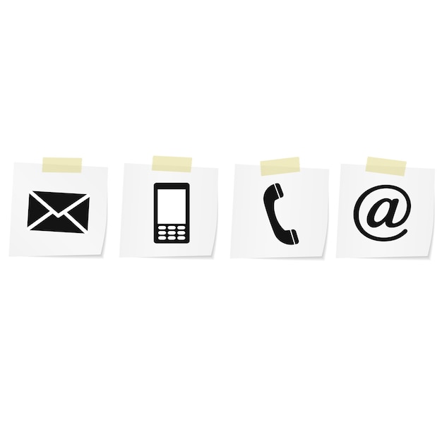 Kontakt monochrome Icons Set - Umschlag, Handy, Telefon, Mail