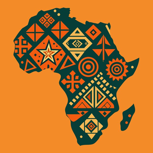 Kontinent Afrika abstrakte Silhouette afrikanische Karte geometrisches ethnisches Muster traditionelles Ornament