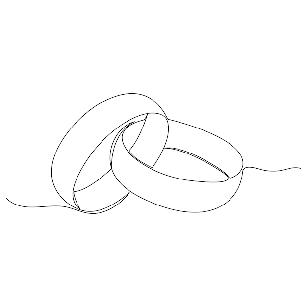 Kontinuierliche einzelne Zeichnung von Hochzeitsringen romantische Eleganz Konzept und Symbol Vorschlag Vektor