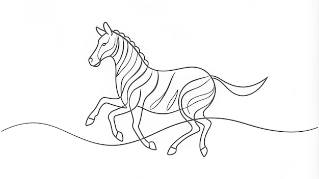 Kontinuierliche Zeichnung eines laufenden Zebras im minimalistischen Stil