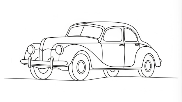 Kontinuierliche Zeichnung eines Vintage-Autos