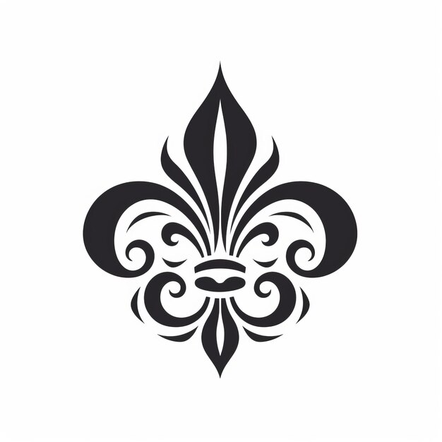 Foto kontrastierende eleganz ein fleur de lis kunstwerk halb solid schwarz halb blumig gefüllt gegen ein weiß