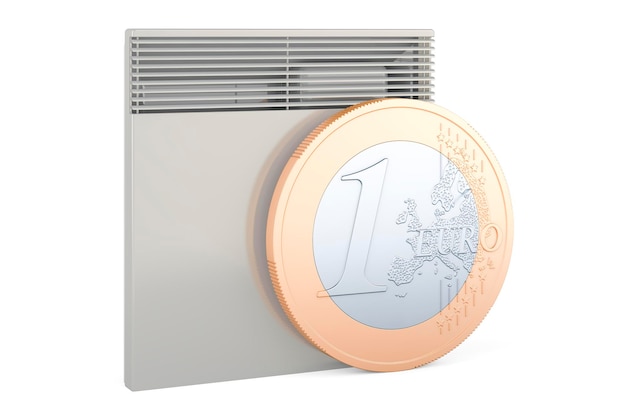 Konvektionsheizung mit Euro-Münze Energiesparkonzept 3D-Rendering