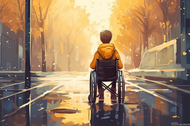 Konzentrierter behinderter Teenager im Rollstuhl