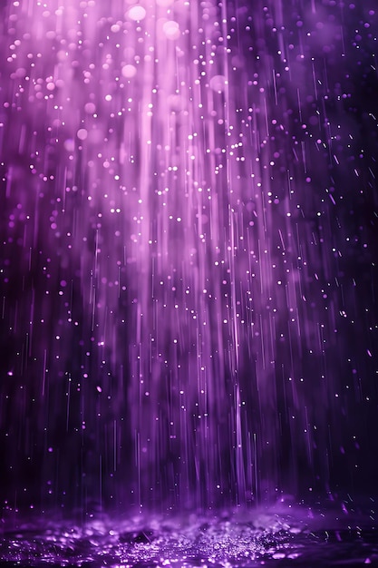 Konzentrierter strahlender Regen mit lebendigem Dampf und violett leuchtendem Y2K-Collage-Neon-Hintergrund