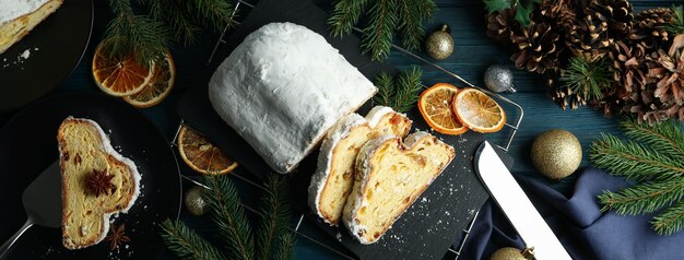 Foto konzept der deutschen dessert stollen draufsicht