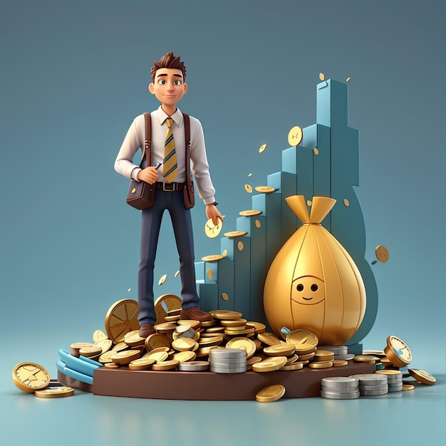 Konzept der Finanzen 3D-Charakter-Illustration