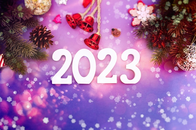 Konzept der frohen Weihnachten und des guten Rutsch ins neue Jahr BannerHappy New Year 2023 Ein Symbol aus der Zahl 2023