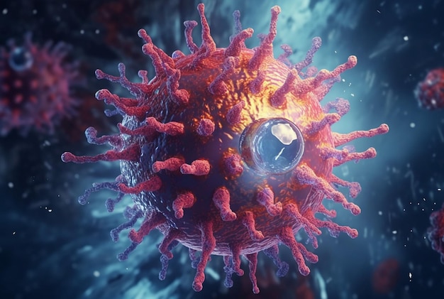 Konzept der generativen KI der Mikrobiologie und Virologie des Corona-Virus