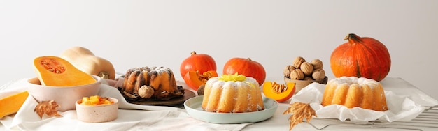 Konzept der Herbststimmung Essen Kürbiskuchen