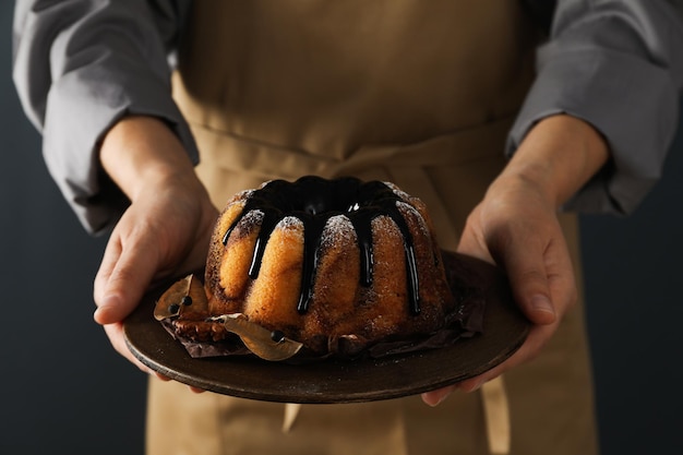 Konzept der Herbststimmung Essen Kürbiskuchen