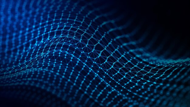 Konzept der künstlichen Intelligenz Big-Data-Visualisierung Cyber-Technologie-Welle 3D-Rendering