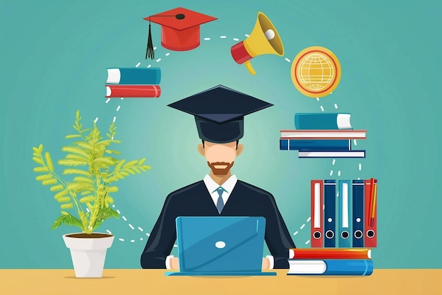 Konzept der Online-Ausbildung Vektor der Nutzung von Online-Bildung