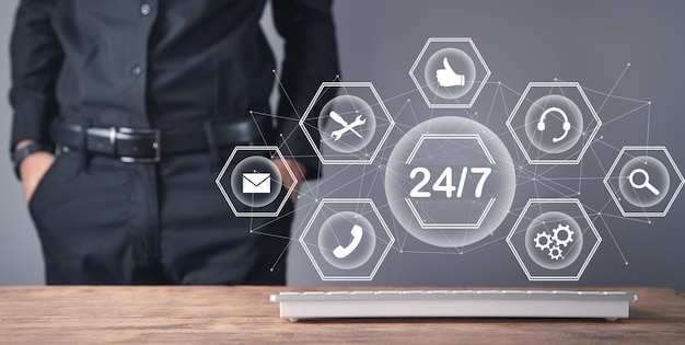 Konzept des 247-Stunden-Online-Service