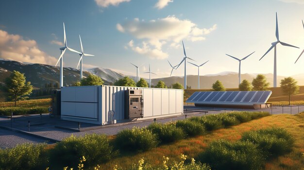 Konzept des Energiespeichersystems Ai generativ