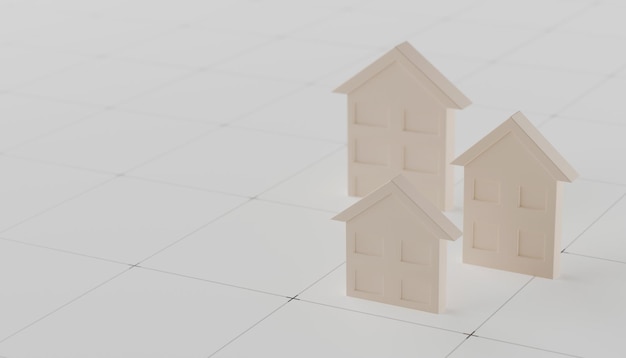 Konzept des Immobilien- oder Immobilienhypothekenhausbaus weißer Hintergrund. Betriebswirtschaft