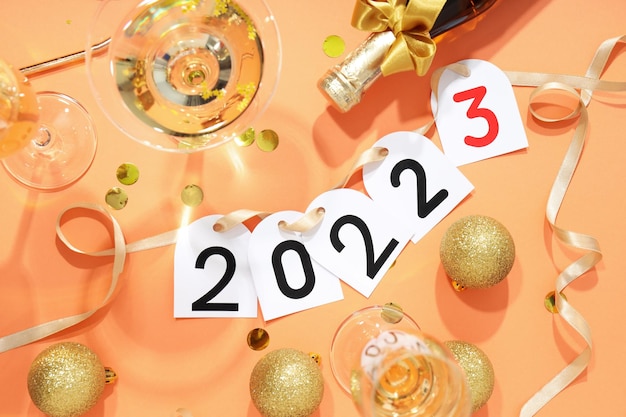 Konzept des Jahreswechsels 2022 und 2023