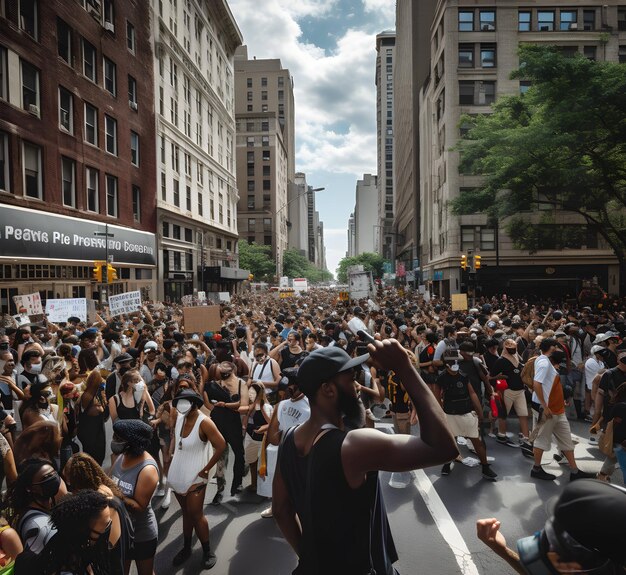 Foto konzept des juneteenth freedom day marsch zeigt von nahe protestierende hände schildkonzept von