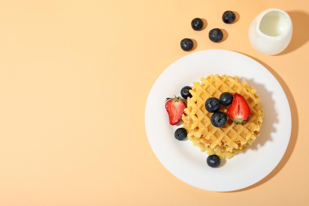 Konzept des leckeren Essens mit Waffeln Platz für Text