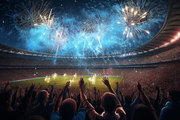 Konzept des Sport-Weltmeisterschafts-Team-Wettkampfes Menschenmenge feiert im Stadion