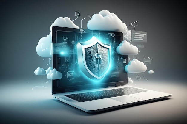 Konzept für Cybersicherheitsdatenschutz-Cyberangriffe auf blauem Hintergrund
