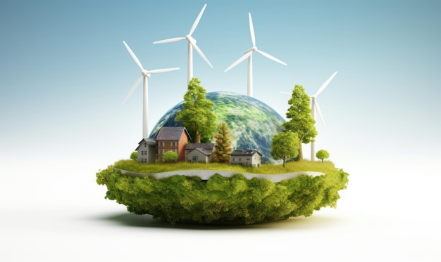 Konzept für erneuerbare und nachhaltige Energie, Umweltschutz, grüne Energie, generative KI