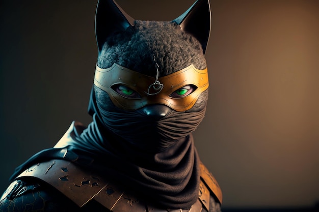 Konzept Ninja Krieger Katze Charakter Generative KI