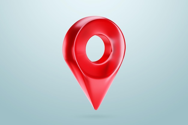 Konzept Reiseführer Navigator Rotes Standortsymbol Zeichen oder Navigationsortung GPS-Kartenzeiger Wegpunktmarkierung 3D-Illustration 3D-Rendering