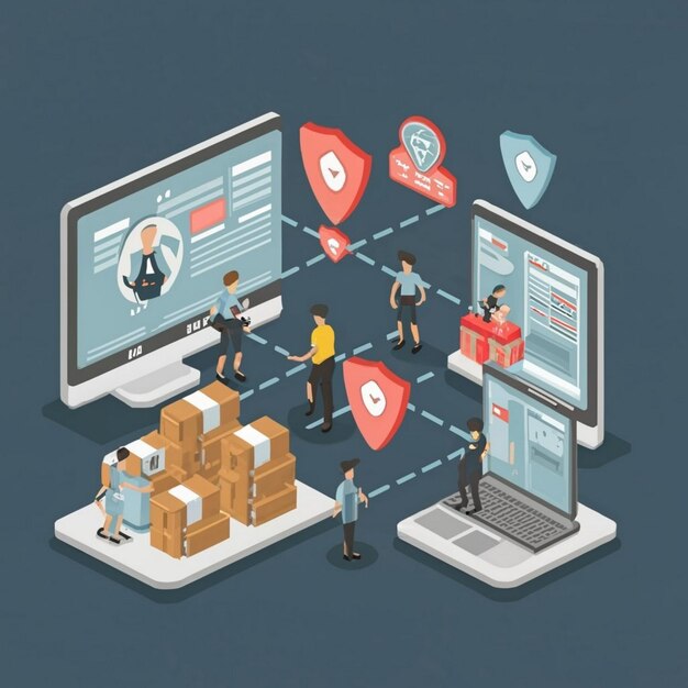 Konzept-Simulation der Lieferkette Symbol Logistiknetz abstraktes Konzept dünne Linienillustration