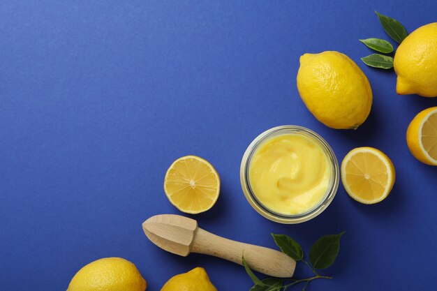 Konzept von leckerem Essen Lemon Curd Platz für Text