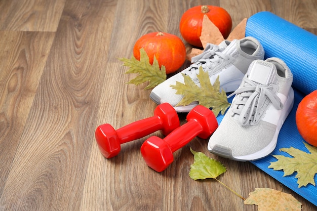 Foto konzept von sport und herbst sport und herbstsaison