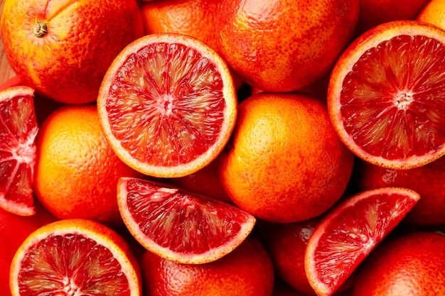 Konzept von Zitrusfrüchten mit rot-orangeer Nahaufnahme